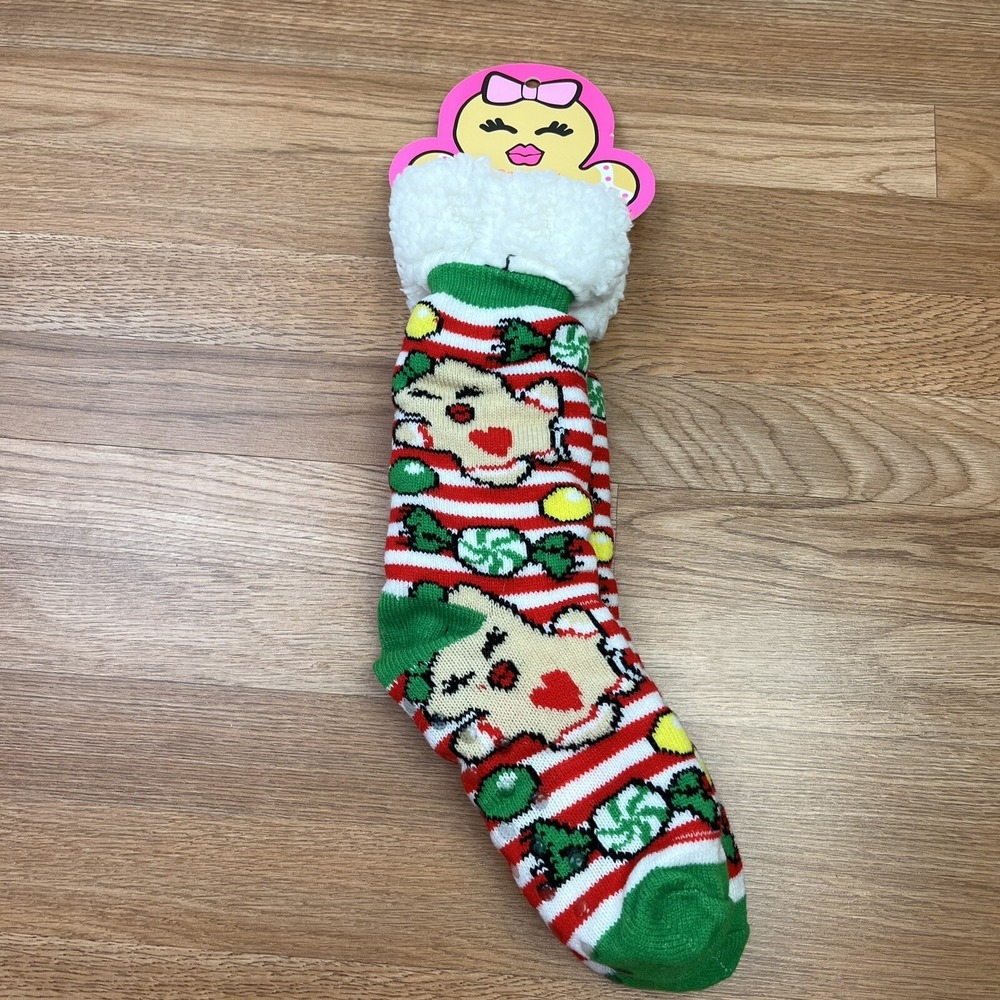 Betsey Johnson Faux Fur Lined Socks Slipper Socks Women's 9-11 Christmas NEW
